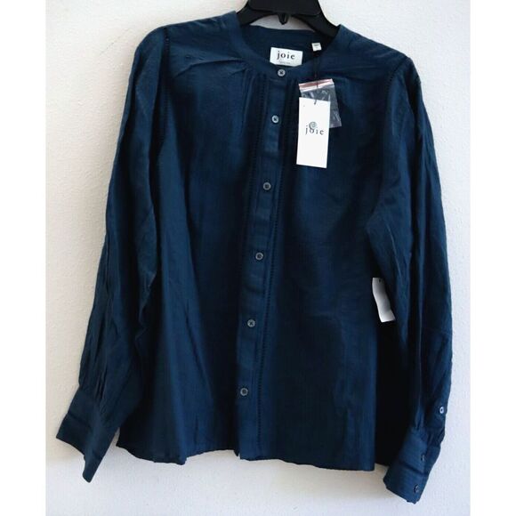 Joie Women's Sz XL Dark Teal Fano Button Front Long Sleeve Blouse - Picture 3 of 10